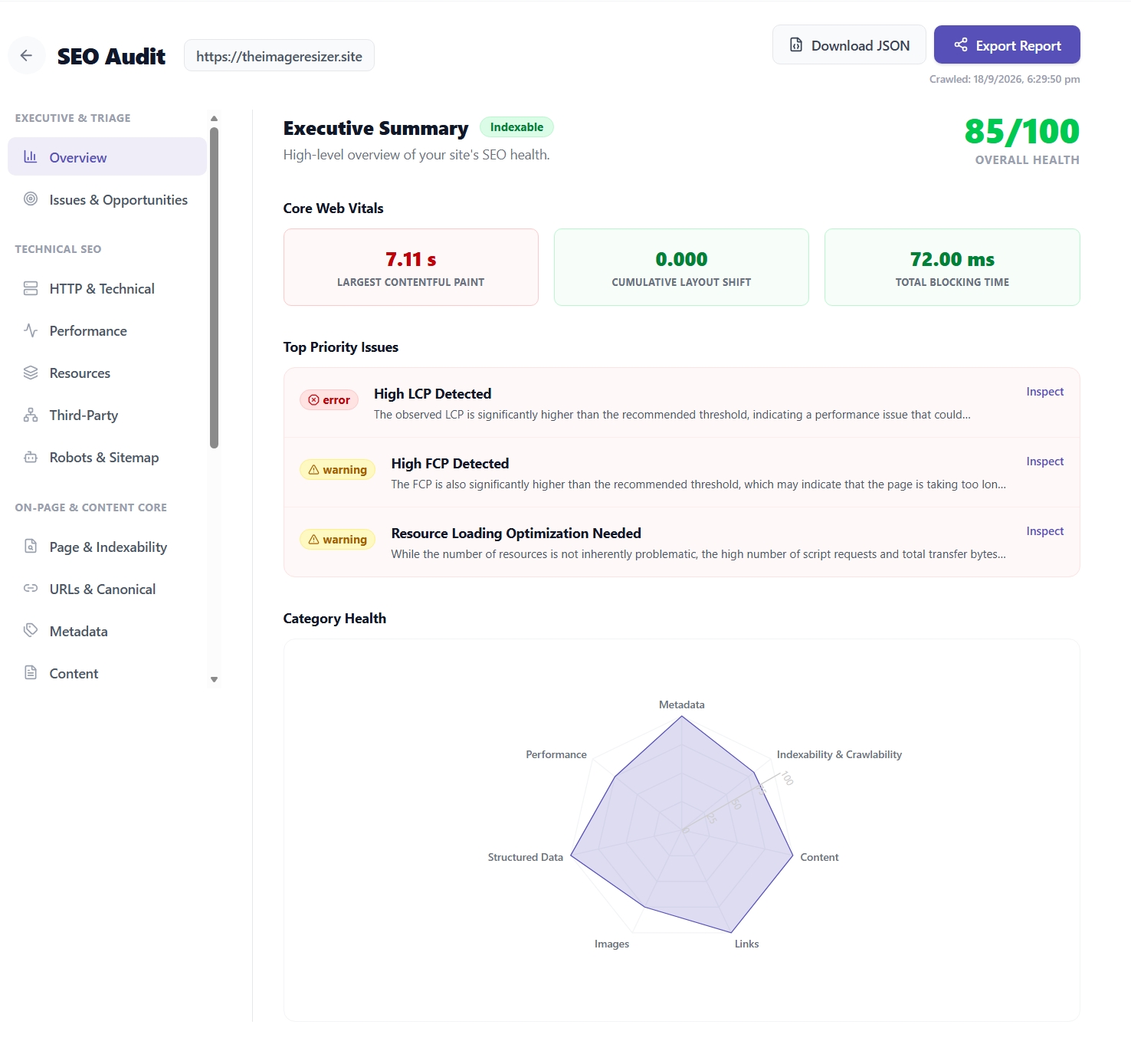 Site SEO Audit Dashboard